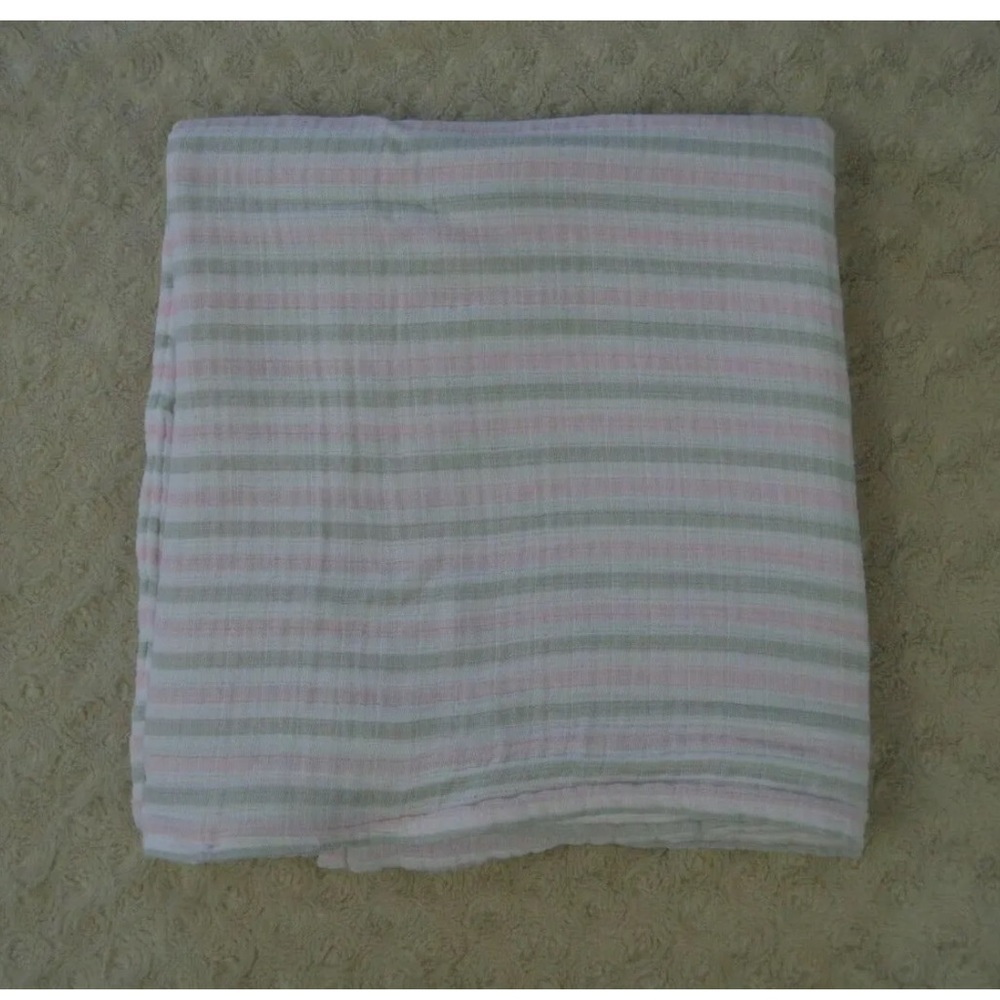 Swaddle Designs Pink Stripes Baby Blanket White Gray Muslin Cotton Lovey